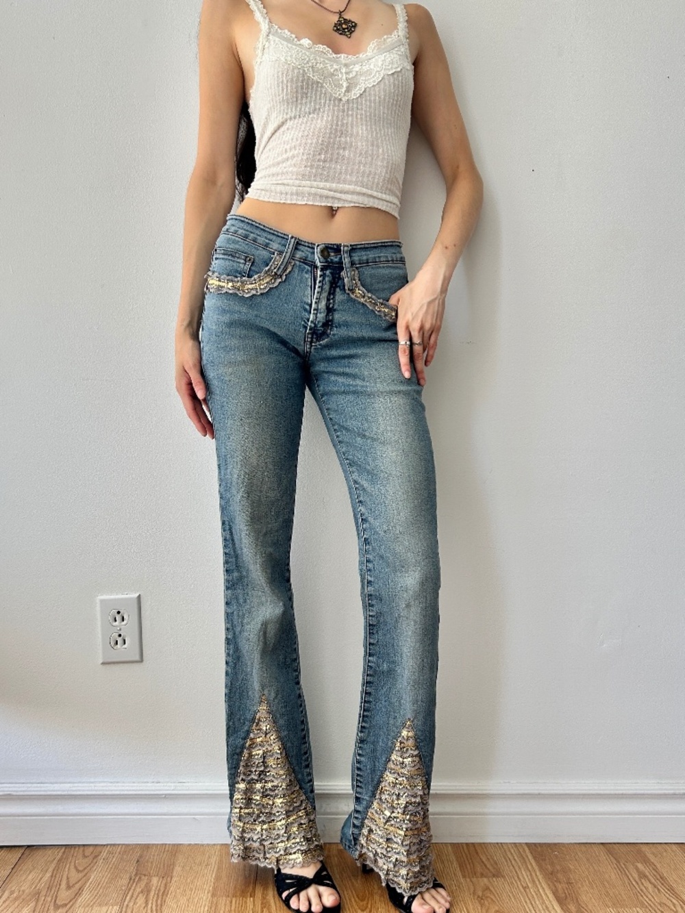 Bootcut jeans with lace by Sandro
